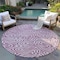 Homeroots 8' Plum And Ivory Round Abstract Washable Indoor Outdoor Area Rug 599006 - alternate 2