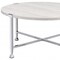 Homeroots 36" White and Silver Metal Round Cross Legs Coffee Table 490522 - alternate 3