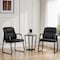 Simple Deluxe Office Chair No Wheels, Waiting Room Chairs, Leather Guest Chair with Padded Arms, Black, 2PK 3A88OPCHAIR61302PBLK - alternate 2