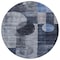 Homeroots 8' Navy Blue Gray And Charcoal Round Geometric Washable Indoor Outdoor Area Rug 604332 - alternate 4