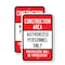 Signmission Construction Area Authorized Personnel Only Trespassers, 12'' X 18'', Heavy Gauge Aluminum, 2PK A-1218-2PACK-2617 - alternate 1