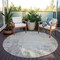 Homeroots 8' Gray And Ivory Round Abstract Washable Indoor Outdoor Area Rug 612330 - alternate 3