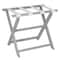 Homeroots Earth Friendly Light Gray Folding Luggage Rack With White Straps 383085 - alternate 1