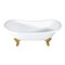 Kingston Brass 72" Cast Iron Oval Double Slipper Clawfoot Tub, No Faucet Drillings, White/Brushed Brass VCTNDS7231NL7 - alternate 1