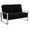 Leisuremod Jefferson Contemporary Velvet Loveseat with Silver Frame, Black JAS53BL - alternate 1