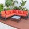 Leisuremod Chelsea Black Sectional With Adjustable Headrest & Coffee Table With Orange Cushions CSLBL-80OR - alternate 5