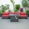 Leisuremod Chelsea 5-Piece Middle Patio Chairs and Fire Pit Table Set Black Aluminum With Red Cushions CSFBL-4R - alternate 5
