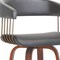 Homeroots 31" Gray And Wood Brown Faux Leather Swivel Bar Height Bar Chair 534470 - alternate 3