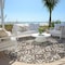 Homeroots 8' Brown Gray And Beige Round Floral Washable Indoor Outdoor Area Rug 595933 - alternate 5