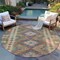 Homeroots 8' Green Round Geometric Washable Indoor Outdoor Area Rug 607442 - alternate 2