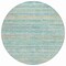 Homeroots 8' Teal Blue Round Striped Washable Indoor Outdoor Area Rug 607982 - alternate 3