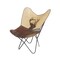 Homeroots 30" Brown And Tan Canvas And Leather Deer Stag Butterfly Chair 548251 - alternate 2