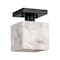 Jonathan Y Alessia 5" 1-Light Modern Contemporary Alabaster/Iron Cube LED Semi Flush Mount, White Marbling/Black JYL1202B - alternate 4