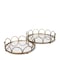 Homeroots Set of Two Antiqued Gold Metal And Mirrored Glass Round Vanity Trays 608712 - alternate 1