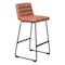 Homeroots Set of Two 30" Brown And Black Faux Leather And Steel Bar Height Bar Chairs 555750 - alternate 5