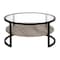Homeroots 34" Black Glass And Steel Round Coffee Table With Shelf 520926 - alternate 2