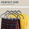 Lifemaster Velvet Skirt Hangers, Adjustable Clips, 360 Deg Swivel Hook, Non-Slip, Holds 10 lbs, Gray, 10PK LMVSH10GY - alternate 5