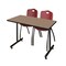 Regency Kobe T-Base Training Seminar Table W/ 2 M Stack Chairs, 48 in W, 30 in L, Noble Oak MKTRCT4830NO47BY - alternate 1