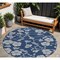 Homeroots 8' Navy Blue And Gray Round Floral Washable Indoor Outdoor Area Rug 600026 - alternate 1