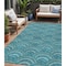 Homeroots 5' X 8' Teal Blue Fern Green And Ivory Geometric Washable Indoor Outdoor Area Rug 615237 - alternate 1