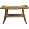 Homeroots 28" Natural Solid Teak Rectangular Shower Bench With Shelf 376740 - alternate 1
