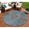 Homeroots 8' Teal Blue And Brown Round Abstract Washable Indoor Outdoor Area Rug 609396 - alternate 1