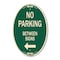 Signmission No Parking Between Signs Green & Tan, 12 Inch X 18 Inch Architectural Oval, Heavy Gauge Aluminum A-OV-G-1218-9963 - alternate 1