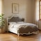 Homeroots King Tufted Ivory And Gray Upholstered Faux Leather Bed With Nailhead Trim 348178 - alternate 2