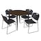 Regency Round Kahlo Breakroom Table W/ 4 Zeng Stack Chairs, 48 in W, 48 in L, Neo Walnut TPL48RNDNWBK44BK - alternate 1
