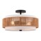Vaxcel Abbotsford 2-Light Semi-Flush Ceiling Light, Matte Black, White Linen and Rattan Drum, 16-In. C0376 - alternate 1