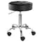 Elama Faux Leather Adjustable Backless Rolling Stool in Black with Chrome Base ELM-709A-BLK - alternate 1