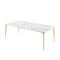 Homeroots 90" White and Gold Marble and Metal Dining Table 534372 - alternate 3