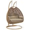 Leisuremod Mendoza Light Brown Wicker Hanging 2 person Egg Swing Chair with Taupe Cushions MSCLBR-53TP - alternate 1