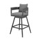 Homeroots 34" Dark Gray Metal Swivel Low back Outdoor Counter Height Bar chair with Footrest 571166 - alternate 3
