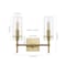 Jonathan Y Cato 13.5" 2-Light Modern Farmhouse Iron/Glass LED Vanity, Brass Gold/Clear JYL7806C - alternate 2