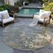Homeroots 8' Taupe Gray And Beige Round Abstract Washable Indoor Outdoor Area Rug 618246 - alternate 3