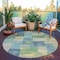 Homeroots 8' Blue Round Geometric Washable Indoor Outdoor Area Rug 608264 - alternate 4