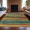 Homeroots 3' X 5' Green Teal Blue And Copper Striped Washable Indoor Outdoor Area Rug 631209 - alternate 4