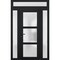 Vdomdoors Front Exterior Prehung FiberGlass Door Frosted Glass / Manux 8552 Matte Black / 2 Sidelight and Tra MANUX8552EXD-BLK-W14+30+14 x H80+14-RH - alternate 1