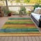 Homeroots 5' X 8' Green Teal Blue And Copper Striped Washable Indoor Outdoor Area Rug 631210 - alternate 2