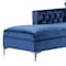 Homeroots Navy Blue Velvet Rectangular Sofa and Chaise Sectional And Toss Pillows 630403 - alternate 4