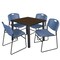Regency Square Kee Breakroom Table W/ 4 Zeng Stack Chairs, 36 in W, 36 in L, Neo Walnut TB3636NWBPBK44BE - alternate 1