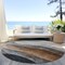 Homeroots 8' Khaki Black And Terra Cotta Round Abstract Washable Indoor Outdoor Area Rug 605827 - alternate 4