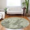 Homeroots 8' Artichoke Green And Fern Green Round Abstract Washable Indoor Outdoor Area Rug 609848 - alternate 3