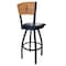 Holland Bar Stool Co 36" Blk Wrinkle Ferris State Swivel Bar Stool, Laser Engraved Back L03836BWMedMplAFerrStBlkVinyl - alternate 4