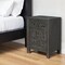 Homeroots 30" Black Solid Wood Distressed Carved Floral One Drawer Nightstand 569583 - alternate 2