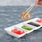 Smarty Had A Party 16" x 5" White 4-Section Rectangular Disposable Plastic Trays (24 Trays), 24PK 2664-CASE - alternate 5