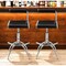 Homeroots Set of Two Black and Silver Faux Leather and Metal Low Back Adjustable Height Bar Chairs, 2PK 555023 - alternate 2