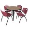 Regency Round Kahlo Breakroom Table W/ 4 M Stack Chairs, 36 in W, 36 in L, Noble Oak TPL36RNDNOBK47BY - alternate 1