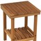 Homeroots 16" X 13" Brown Teak Square Shower Bench With Shelf 549377 - alternate 2